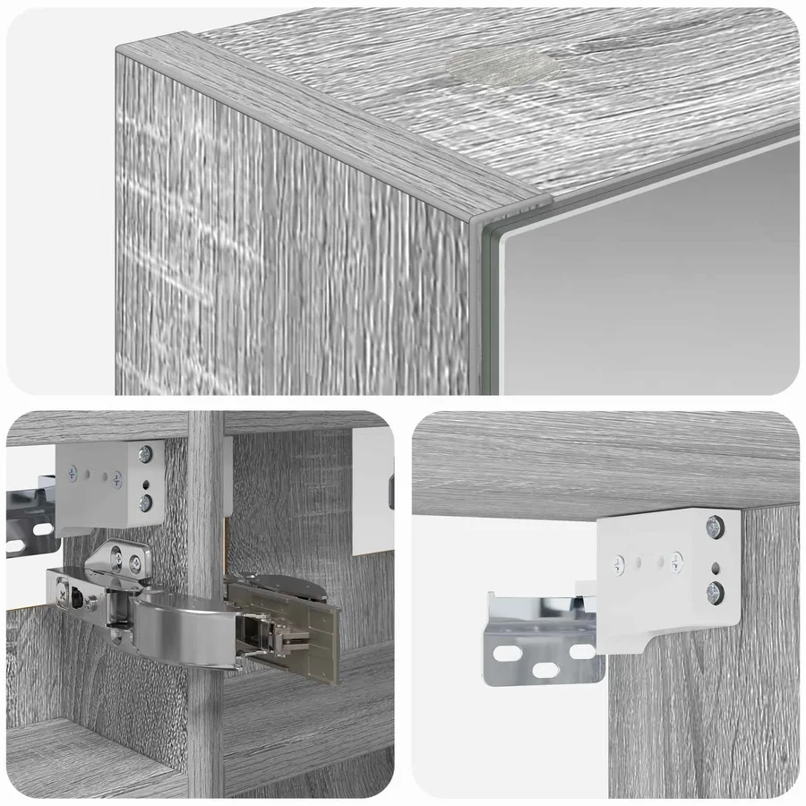 Armoire Miroir de Salle de Bain Gris Sonoma 30 x 10,5 x 50 cm - 9