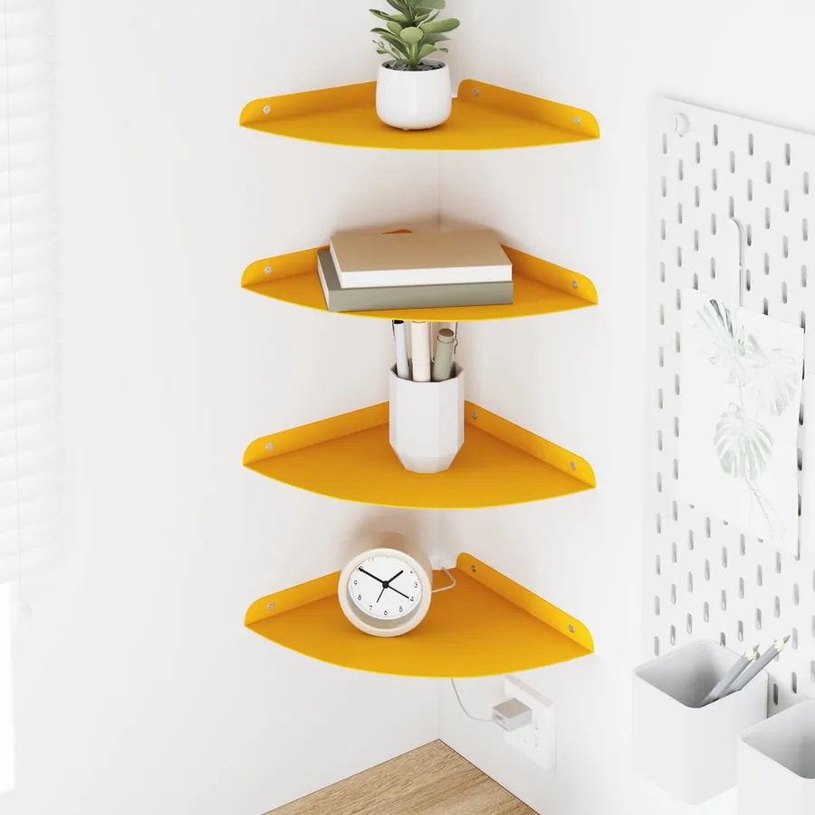 Étagère flottante 4 pcs Jaune moutarde 24 x 24 x 2 cm