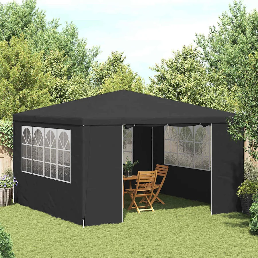 Tente de réception et parois latérales 4x4 m Anthracite 90 g/m²
