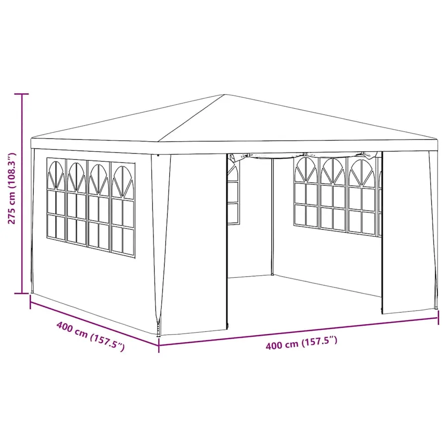Tente de réception et parois latérales 4x4 m Anthracite 90 g/m² - 10