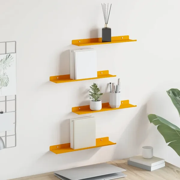 Étagère flottante 4 pcs Jaune moutarde 40 x 8,5 x 2,5 cm Acier