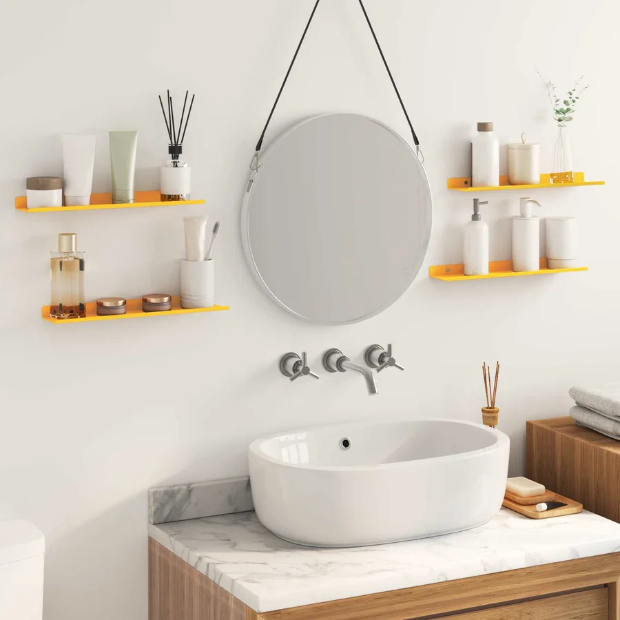 Étagère flottante 4 pcs Jaune moutarde 40 x 8,5 x 2,5 cm Acier - 4