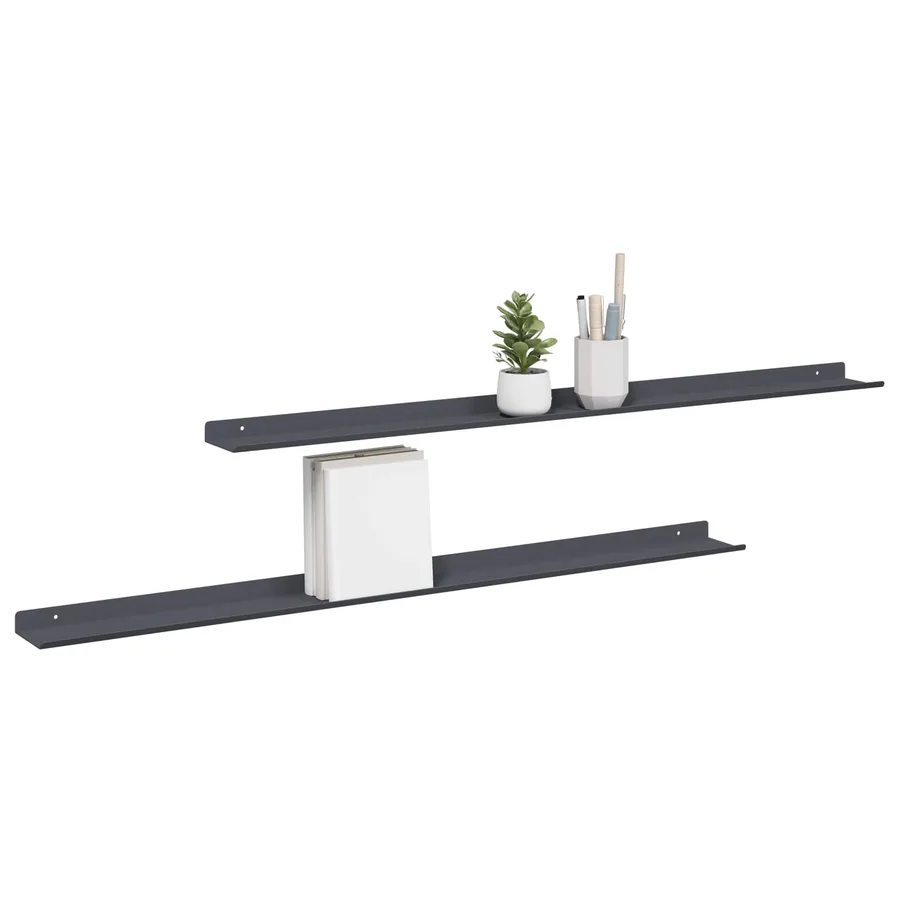 Étagère flottante 2 pcs Anthracite 100 x 9 x 2,5 cm Acier - 3