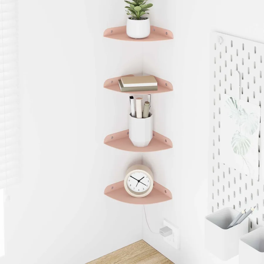 Étagère flottante avec étagère 4 pcs Rose 15 x 15 x 2 cm