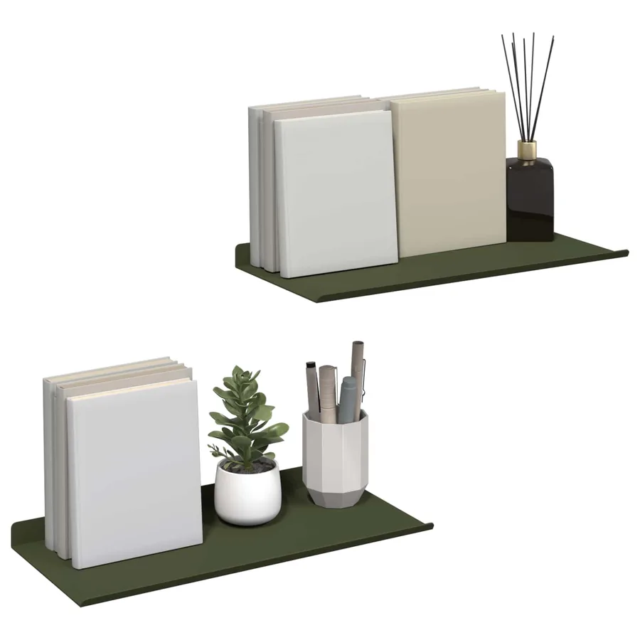 Étagère flottante 2 pcs Vert olive 40 x 18 x 2,5 cm Acier - 3