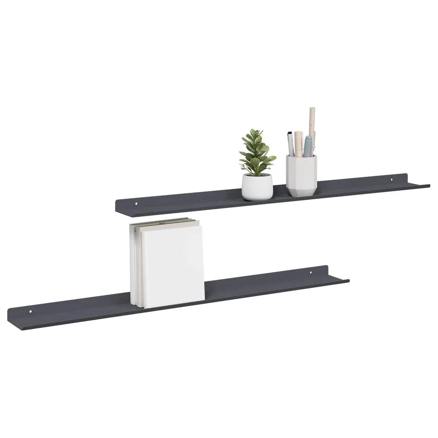 Étagère flottante 2 pcs Anthracite 80 x 9 x 2,5 cm Acier - 3