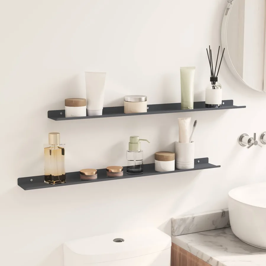 Étagère flottante 2 pcs Anthracite 80 x 9 x 2,5 cm Acier - 4