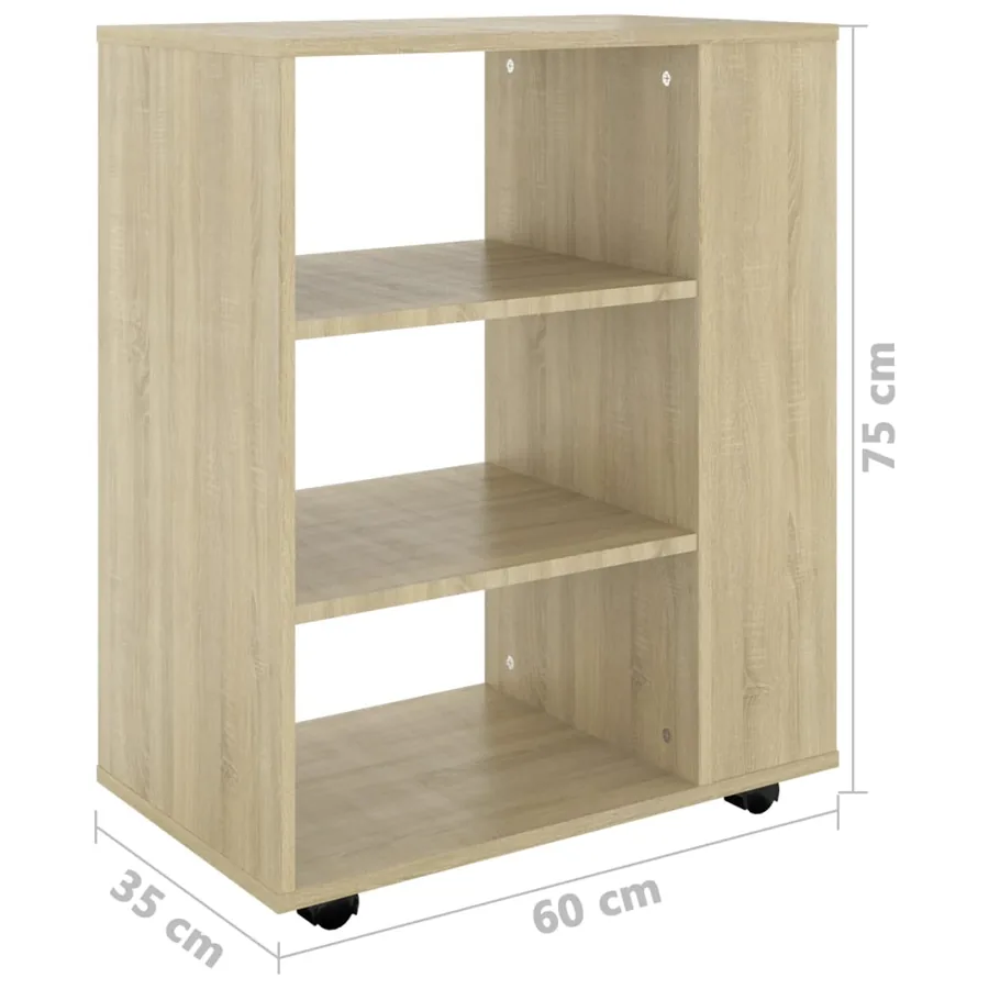 Armoire à roulettes Chêne Sonoma 60x35x75 cm Bois d’ingénierie - 10