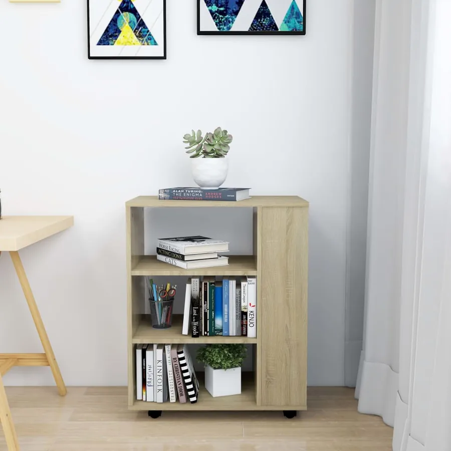 Armoire à roulettes Chêne Sonoma 60x35x75 cm Bois d’ingénierie - 3