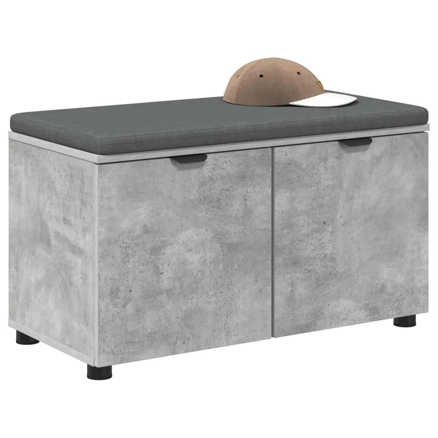Banc d'entrée avec coussin Gris Béton 80 x 38 x 46 cm - 3