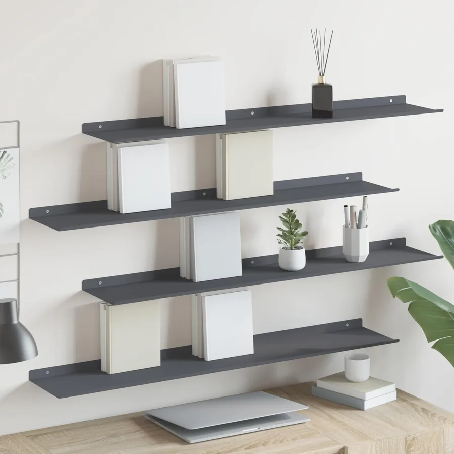 Étagère flottante 4 pcs Anthracite 100 x 18 x 2,5 cm Acier