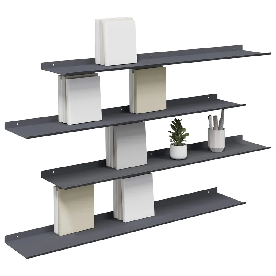 Étagère flottante 4 pcs Anthracite 100 x 18 x 2,5 cm Acier - 3