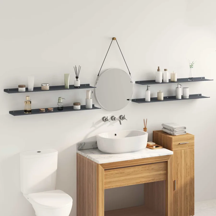 Étagère flottante 4 pcs Anthracite 100 x 18 x 2,5 cm Acier - 4