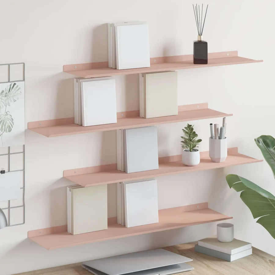 Étagère flottante 4 pcs Rose 80 x 18 x 2,5 cm Acier