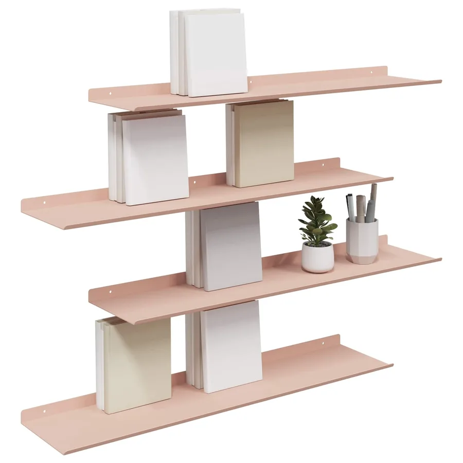 Étagère flottante 4 pcs Rose 80 x 18 x 2,5 cm Acier - 3