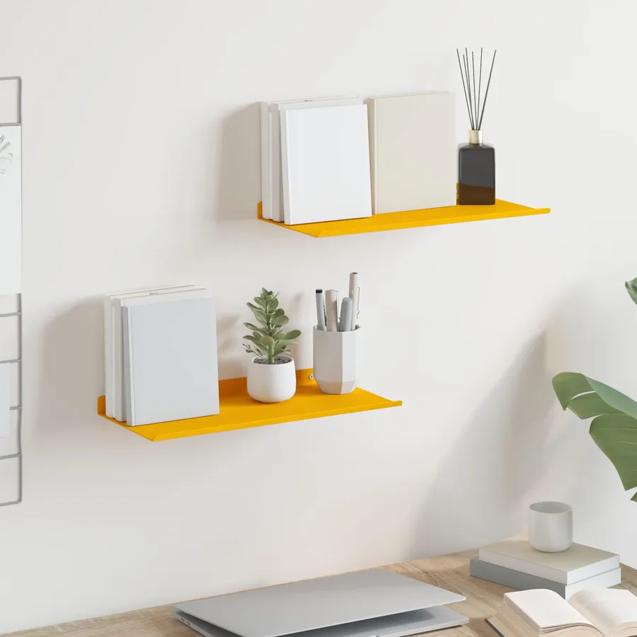 Étagère flottante 2 pcs Jaune moutarde 40 x 18 x 2,5 cm Acier