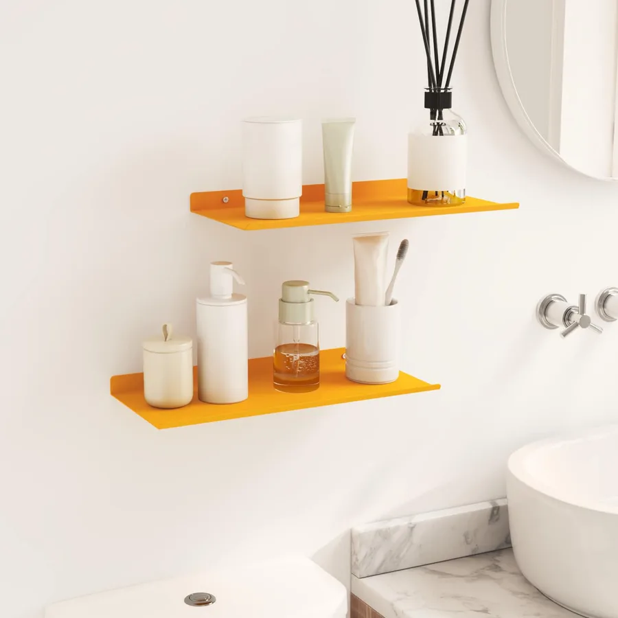 Étagère flottante 2 pcs Jaune moutarde 40 x 18 x 2,5 cm Acier - 4