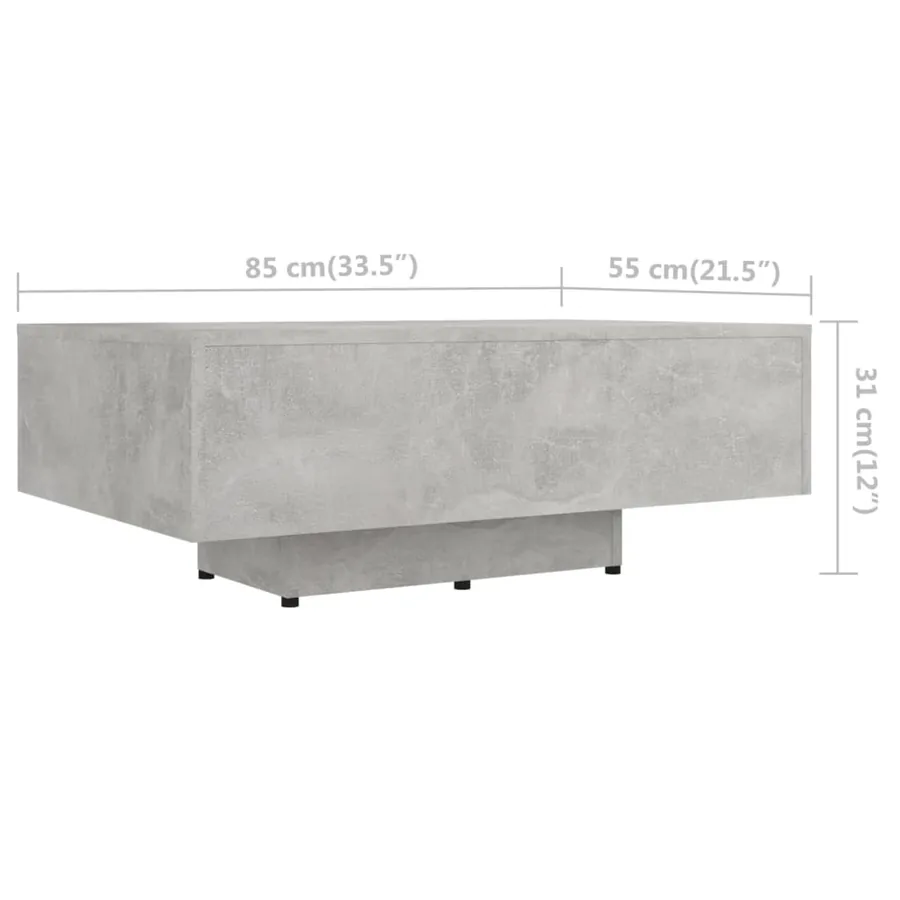 Table basse Gris béton 85x55x31 cm Bois d'ingénierie - 6