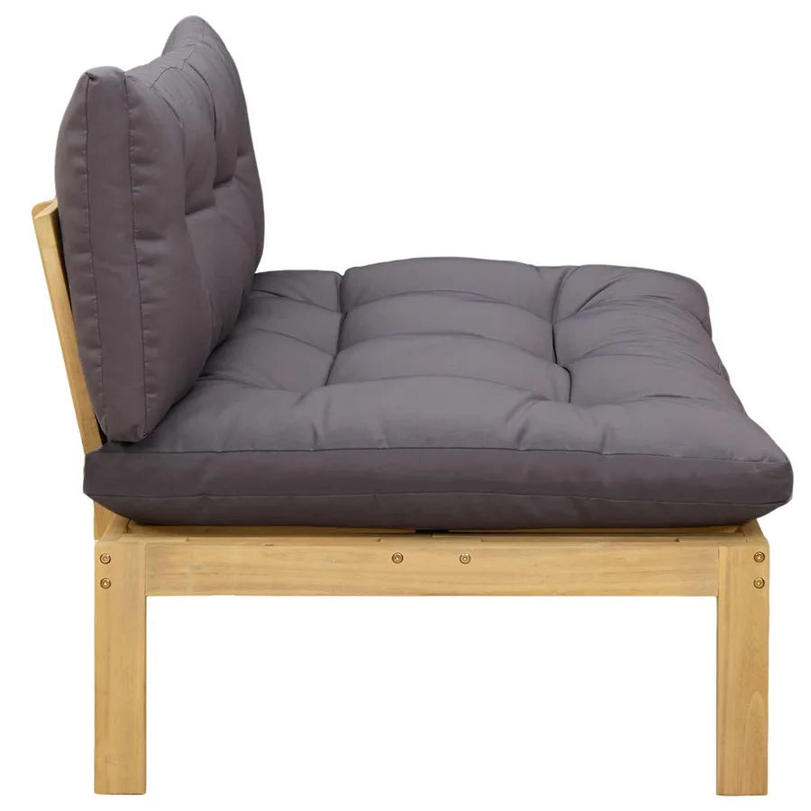 Unité de canapé du milieu Acacia Clair et Gris Foncé - 6