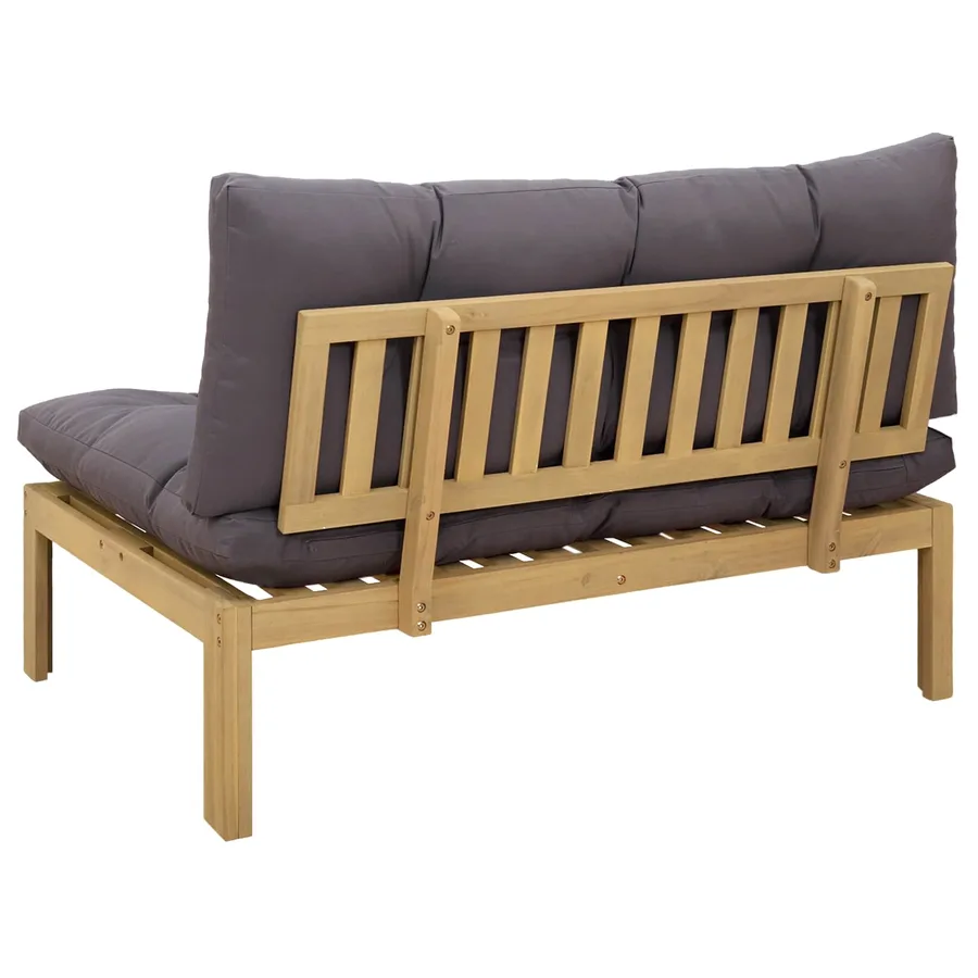 Unité de canapé du milieu Acacia Clair et Gris Foncé - 7
