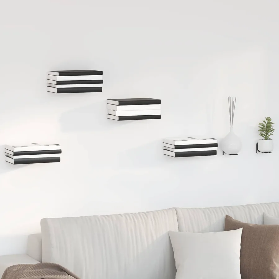 Étagère Flottante Invisible 4 pcs Noir 6 x 11 x 6,5 cm