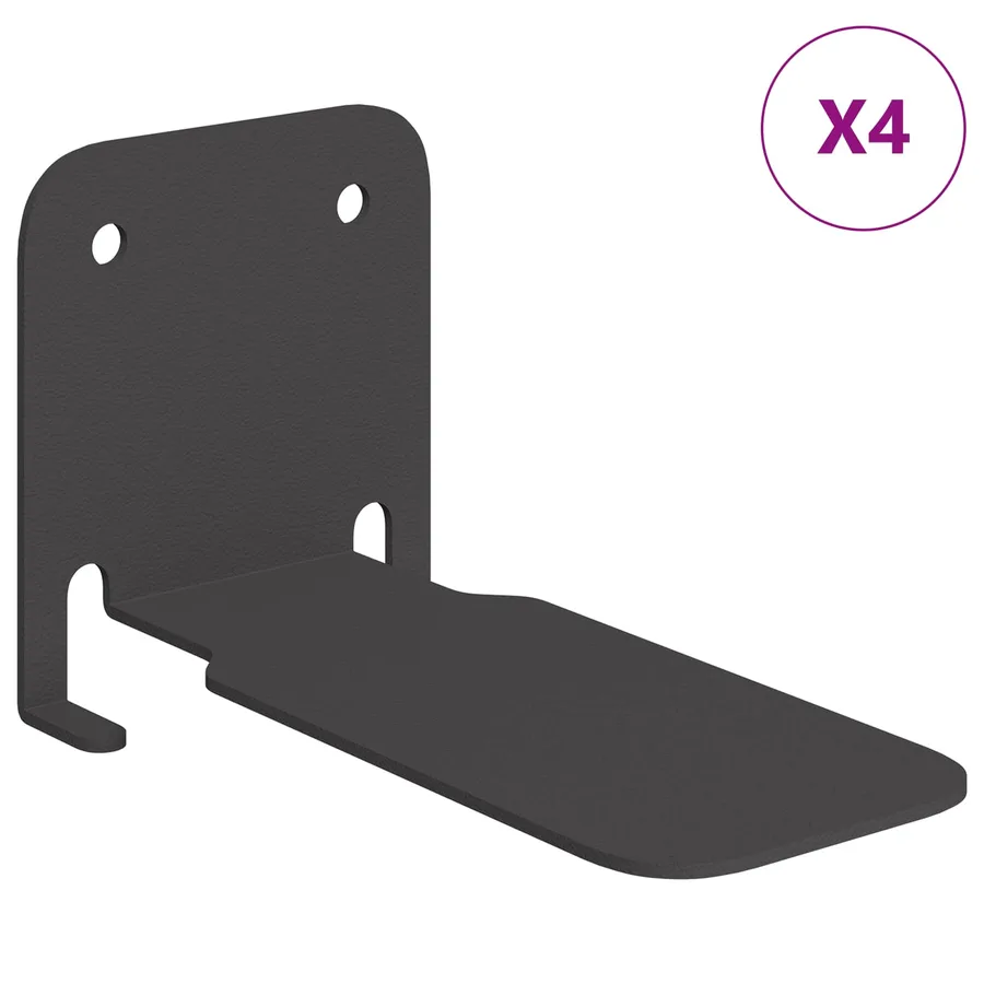 Étagère Flottante Invisible 4 pcs Noir 6 x 11 x 6,5 cm - 2