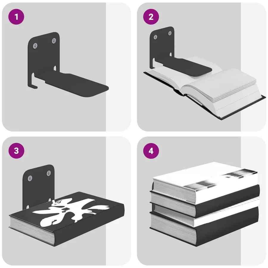 Étagère Flottante Invisible 4 pcs Noir 6 x 11 x 6,5 cm - 9