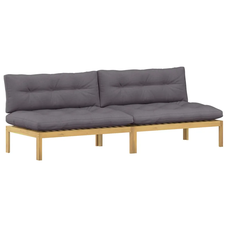 Unité de canapé du milieu Acacia Clair et Gris Foncé - 2