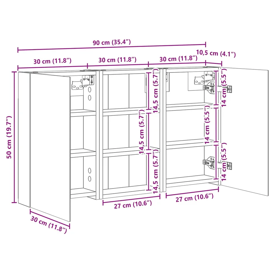 Ensemble de Meubles de Salle de Bain 3 pcs 90 x 10,5 x 50 cm - 12
