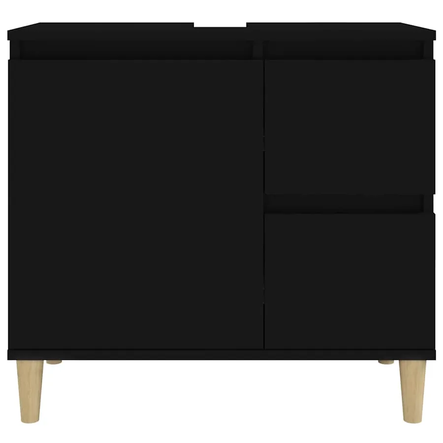 Armoire de salle de bain noir 65x33x60 cm bois d'ingénierie - 7