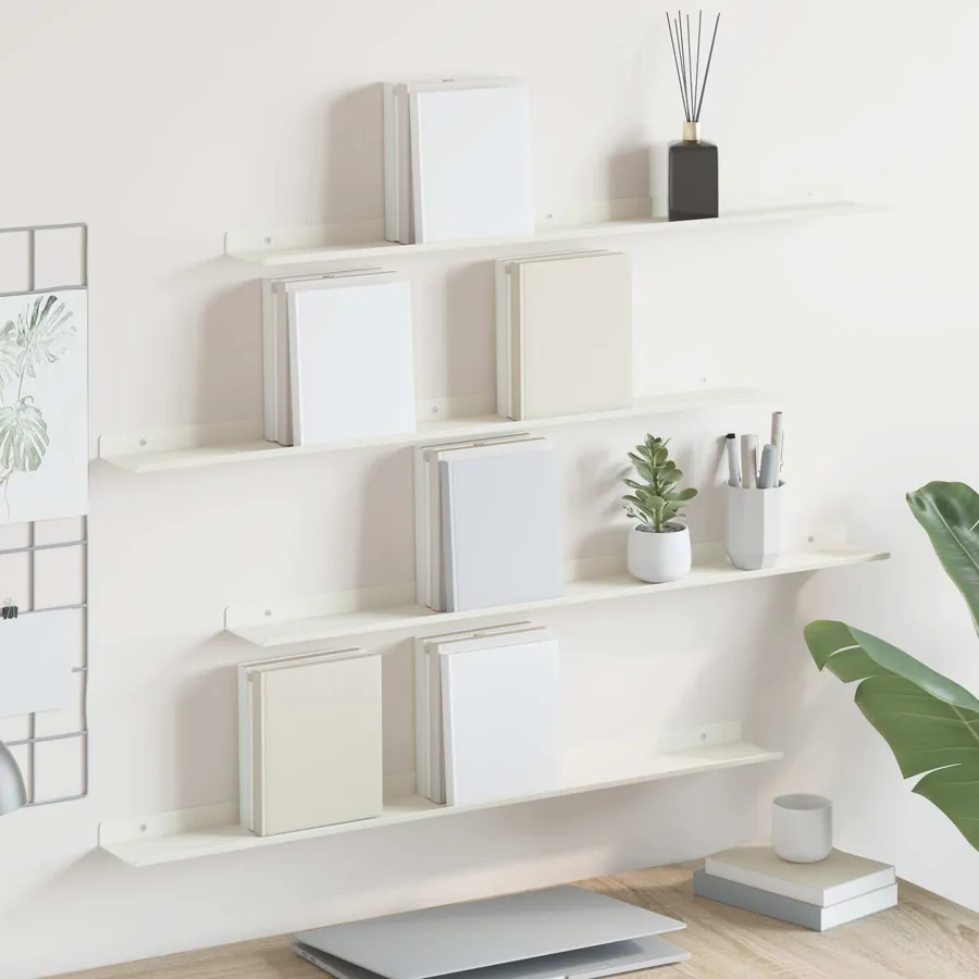 Étagère flottante 4 pcs Blanc 80 x 9 x 2,5 cm Acier