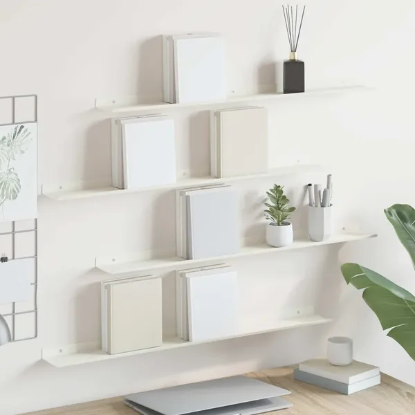 Étagère flottante 4 pcs Blanc 80 x 9 x 2,5 cm Acier