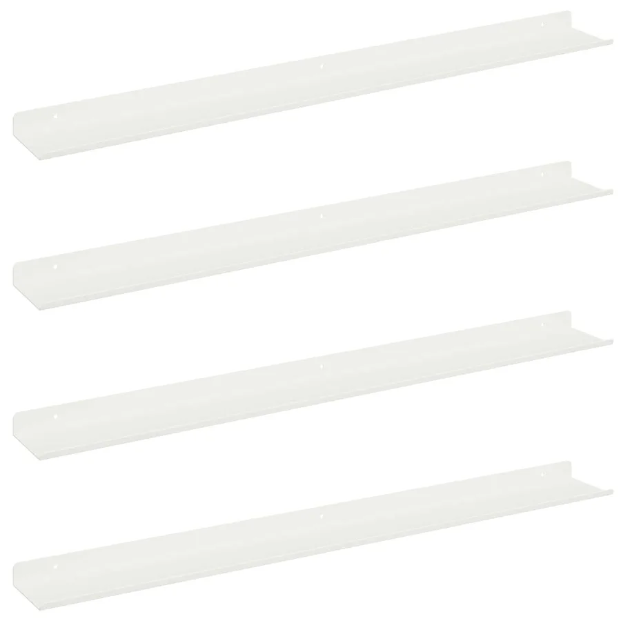 Étagère flottante 4 pcs Blanc 80 x 9 x 2,5 cm Acier - 2