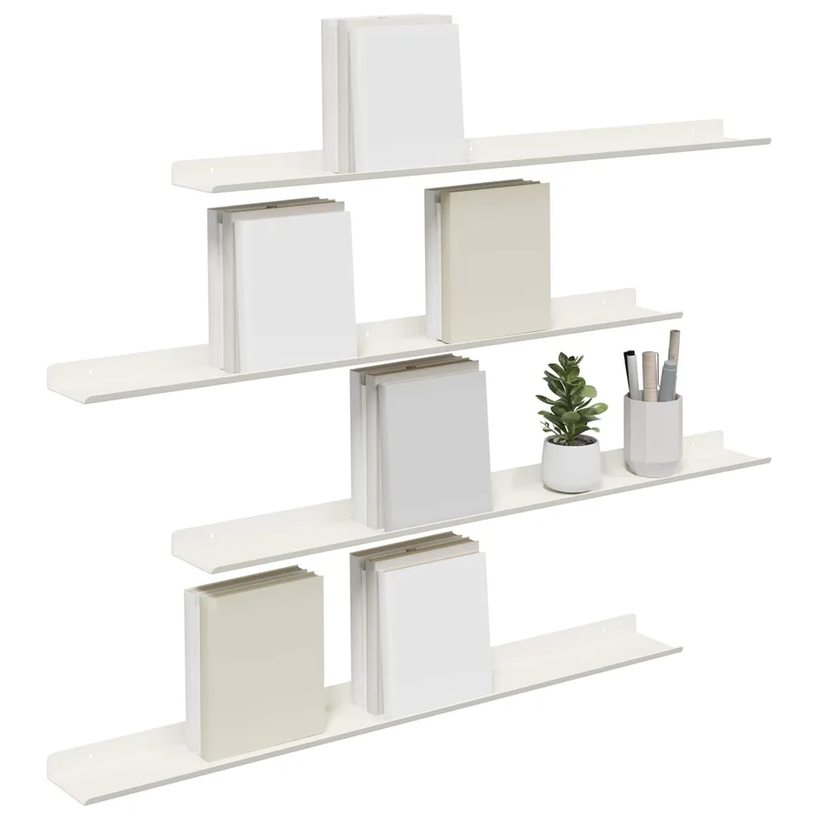 Étagère flottante 4 pcs Blanc 80 x 9 x 2,5 cm Acier - 3
