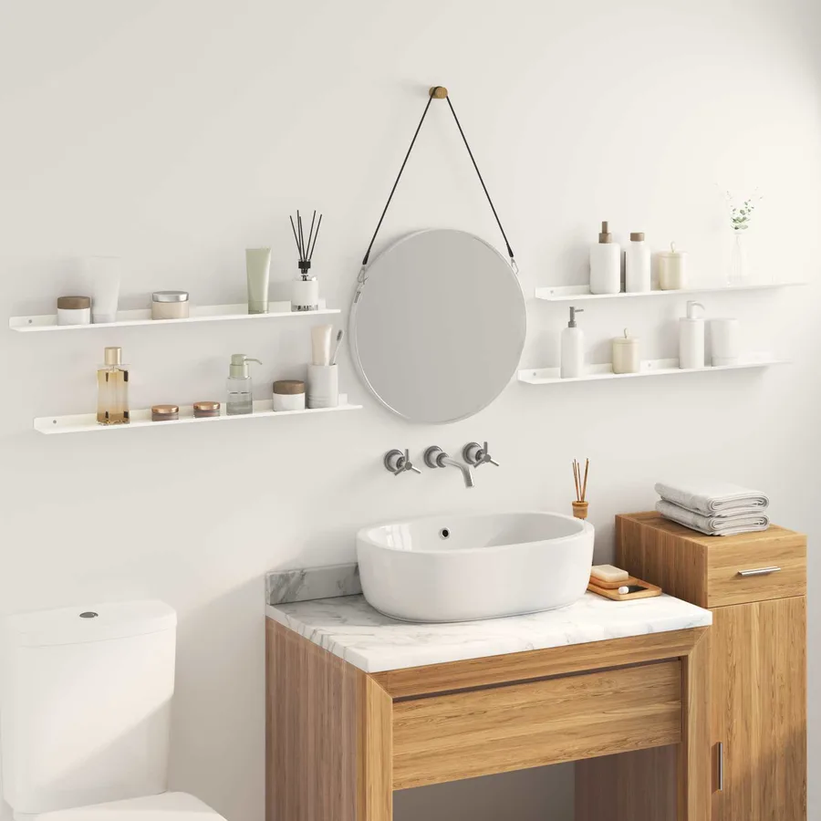 Étagère flottante 4 pcs Blanc 80 x 9 x 2,5 cm Acier - 4