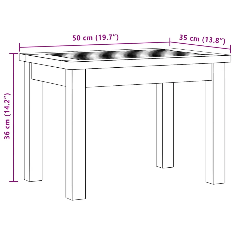 Table basse Acacia clair 50 x 35 x 36 cm Bois d'Acacia Massif - 7