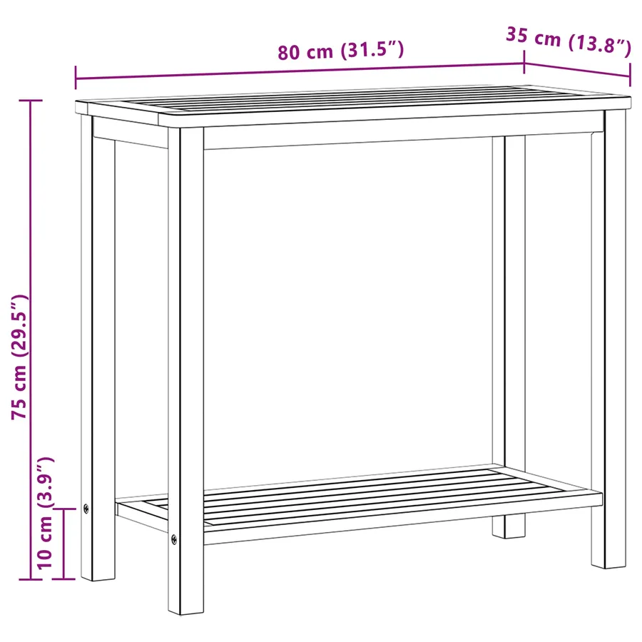 Table console de jardin Acacia clair 80 x 35 x 75 cm - 7