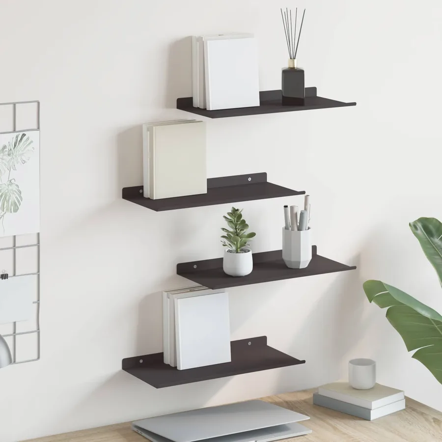 Étagère flottante 4 pcs Noir 40 x 18 x 2,5 cm Acier