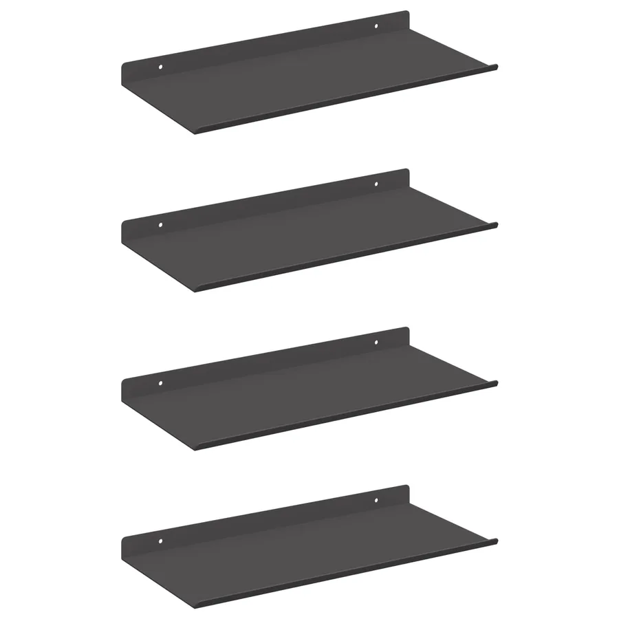 Étagère flottante 4 pcs Noir 40 x 18 x 2,5 cm Acier - 2