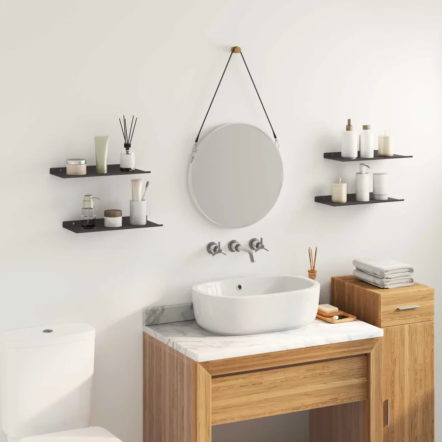 Étagère flottante 4 pcs Noir 40 x 18 x 2,5 cm Acier - 4
