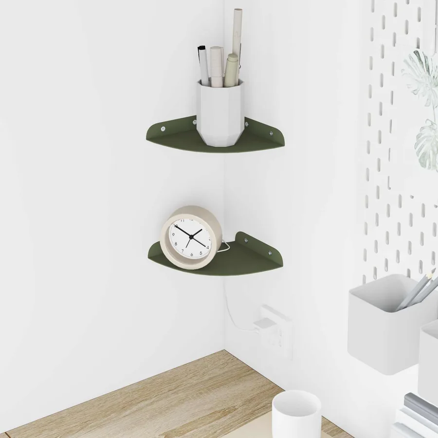 Étagère flottante avec étagère 2 pcs Vert olive 15 x 15 x 2 cm