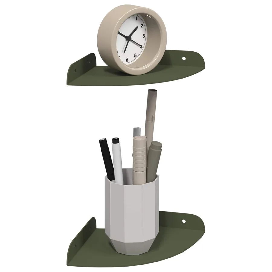 Étagère flottante avec étagère 2 pcs Vert olive 15 x 15 x 2 cm - 3