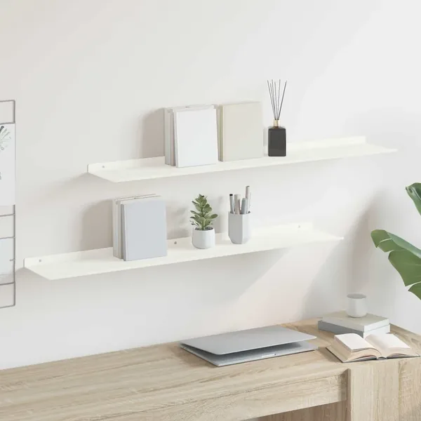 Étagère flottante 2 pcs Blanc 100 x 18 x 2,5 cm Acier