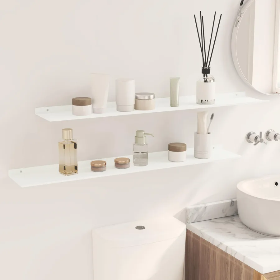 Étagère flottante 2 pcs Blanc 100 x 18 x 2,5 cm Acier - 4