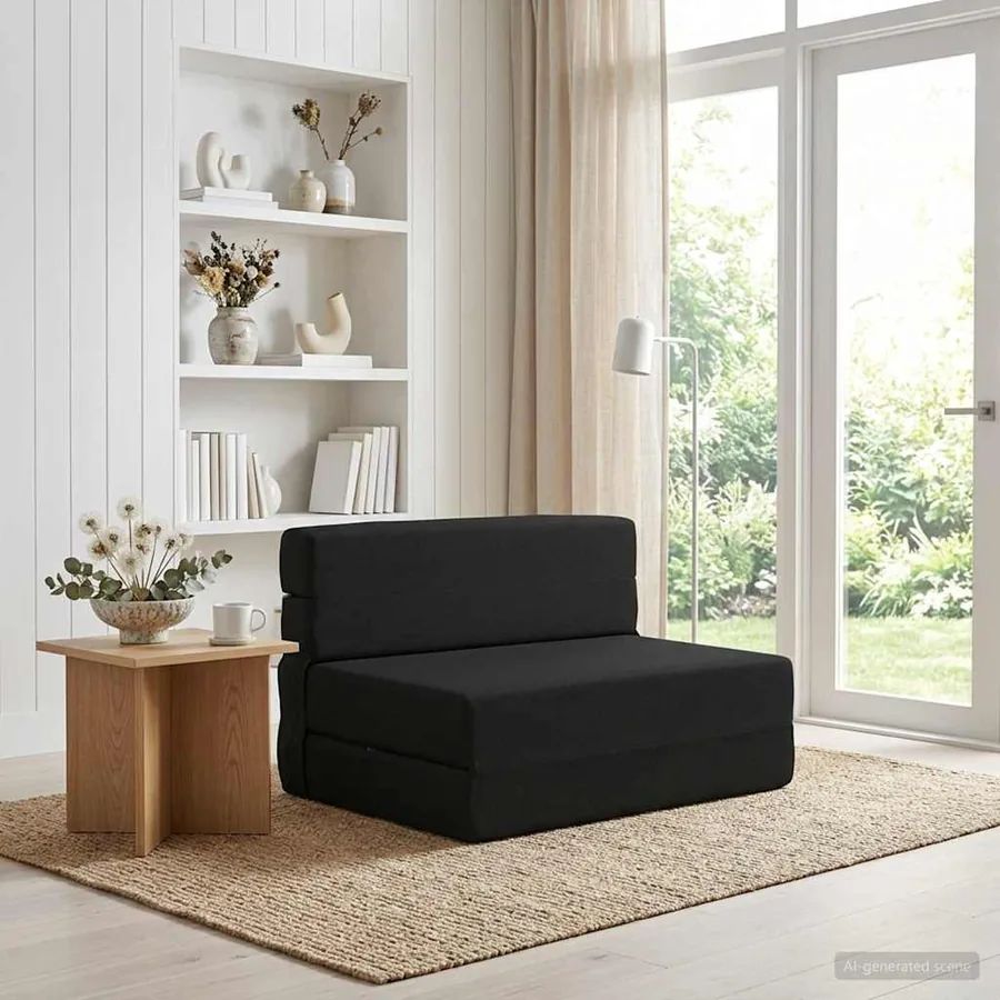 Canapé-lit pliable Noir 70 x 80 x 60 cm Tissu