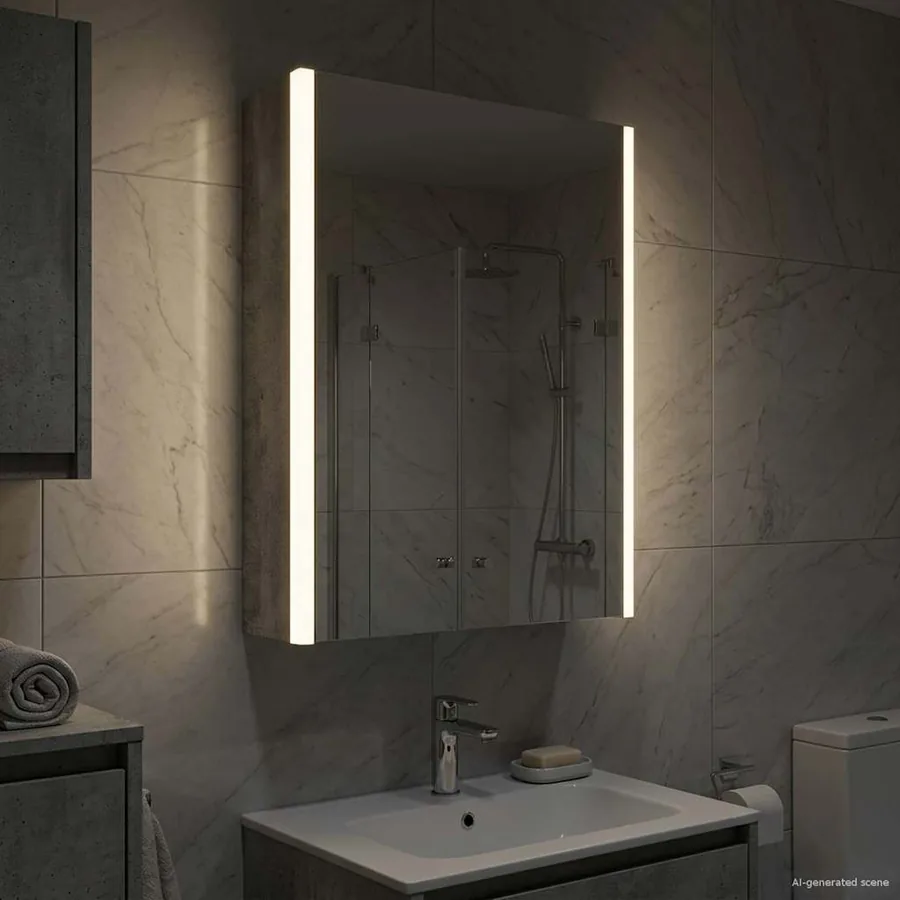 Armoire Miroir de Salle de Bain Gris béton 33 x 11,5 x 50 cm