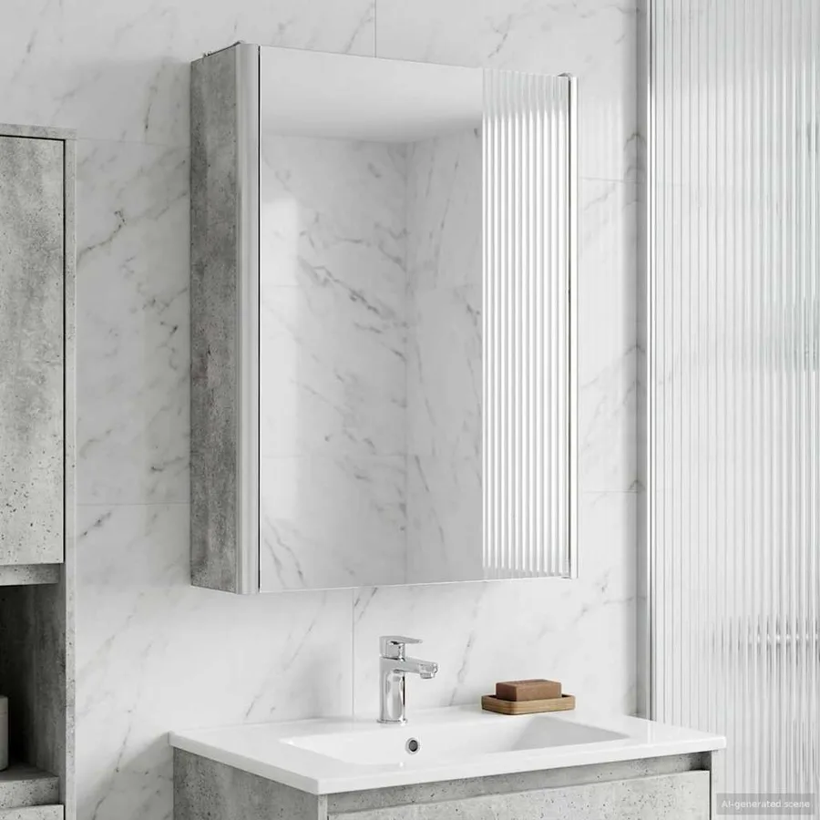 Armoire Miroir de Salle de Bain Gris béton 33 x 11,5 x 50 cm - 4