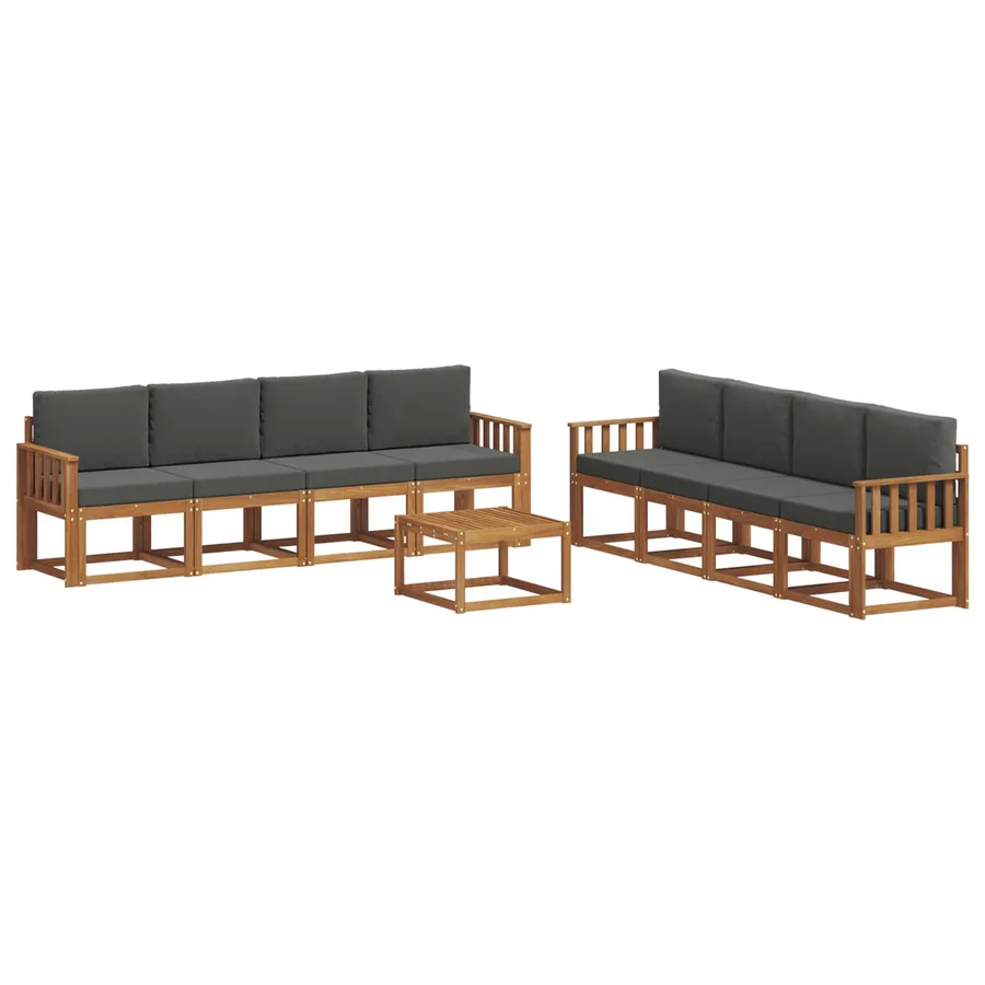 Ensemble de canapés d'extérieur 9 pcs Naturel et Anthracite - 2