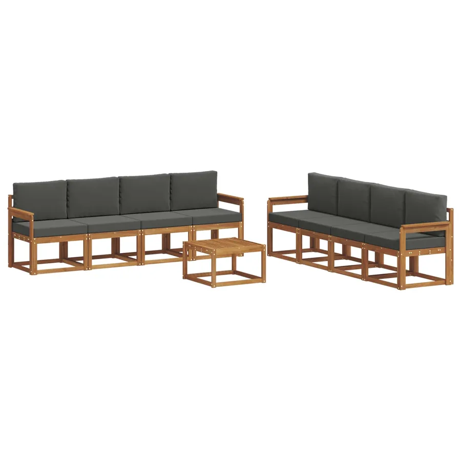Ensemble de canapés d'extérieur 9 pcs Naturel et Anthracite - 2
