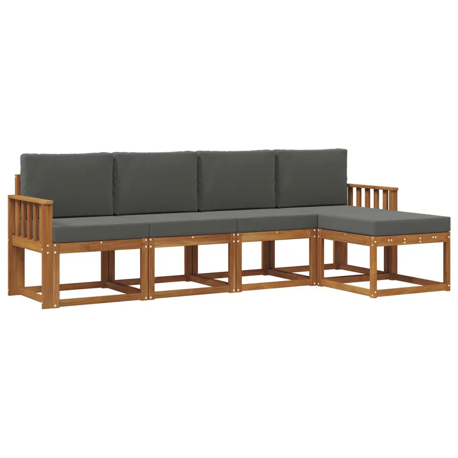Ensemble de canapés d'extérieur 5 pcs Naturel et Anthracite - 2